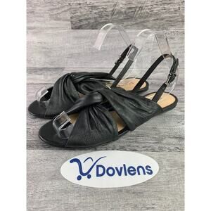 Schutz Womens Size 6B Black Leather Open Toe Knotted Sandals